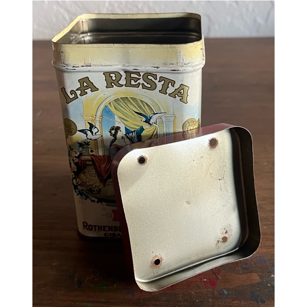 🌹La Resta brand Vintage Rothenberg & Schloss Cigar Tin Box Humidifier Antique🌹 - Picture 15 of 16